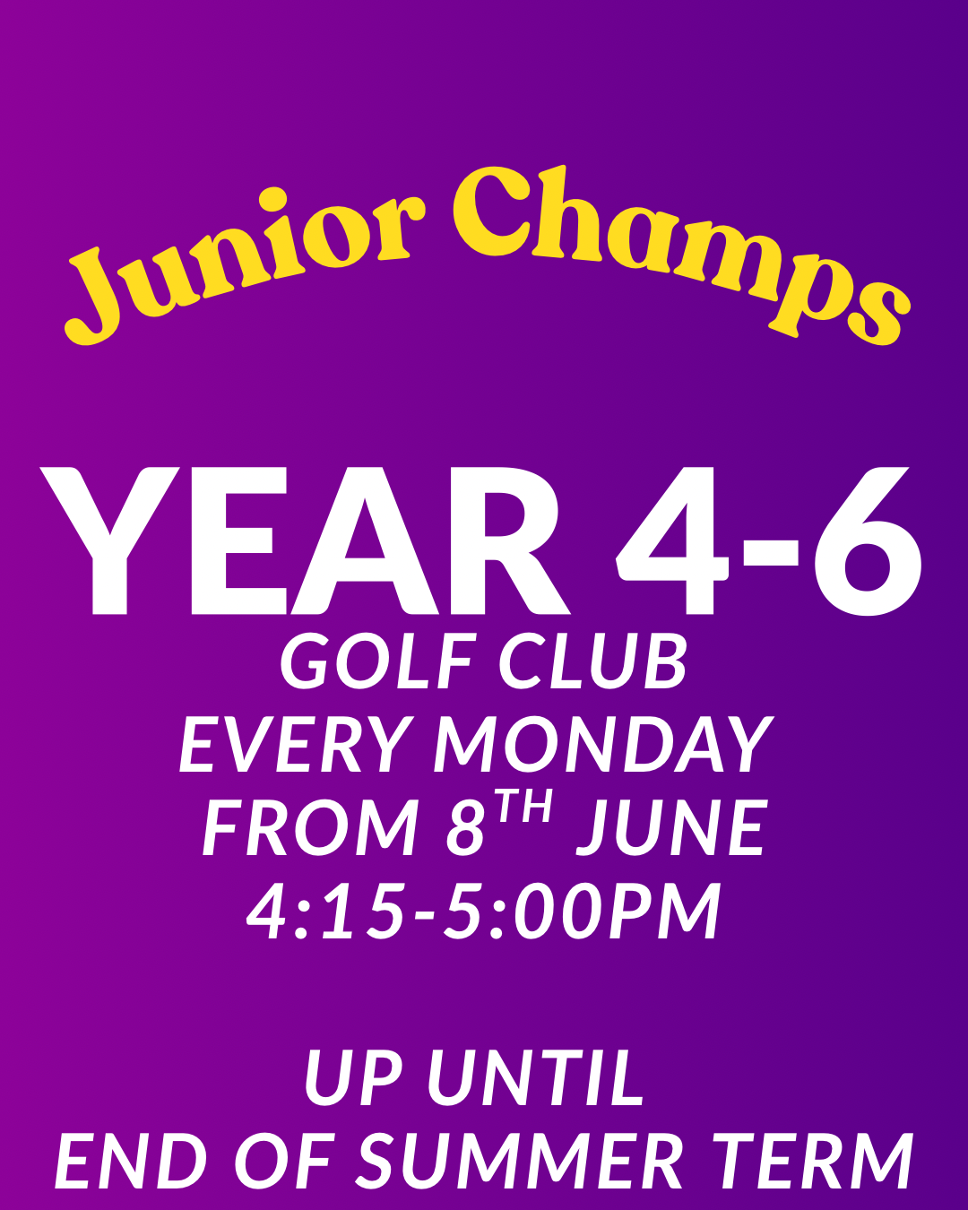 GOLF CLUB 8TH JUNE-13TH JULY (6 sessions)